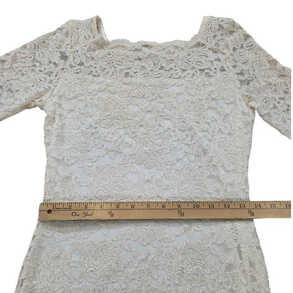 ONYX Nite White Lace Sheath Dress Long Sleeve Formal Event Size 4 - Picture 8 of 16
